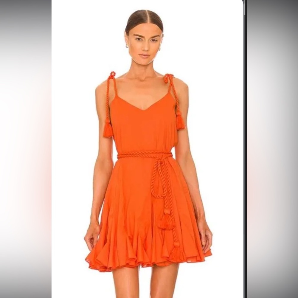 Rhode v neck mini dress in orange